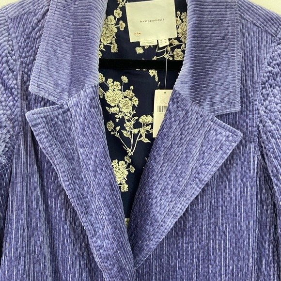 Anthropologie Corduroy Duster Jacket NWT Purple Sz 6 Funky 70s Retro Festival - Picture 4 of 12